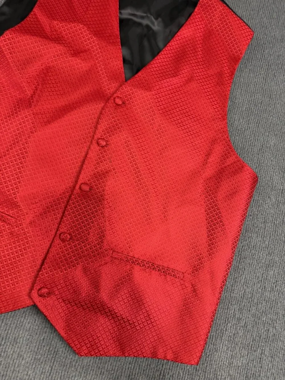 Umo Lorenzo Mens Red Formal Vest XL Diamond Pattern